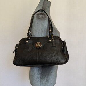 Coach Penelope Satchel 16529 Black Pebbled Leather Shoulder Bag Double Handle